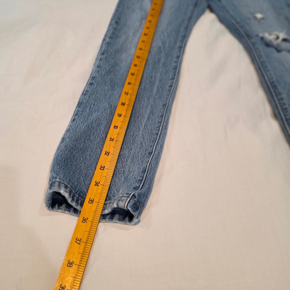 Vintage Levis Premium 501 Taper Jeans Womens 27 Light Blue Big E Distressed